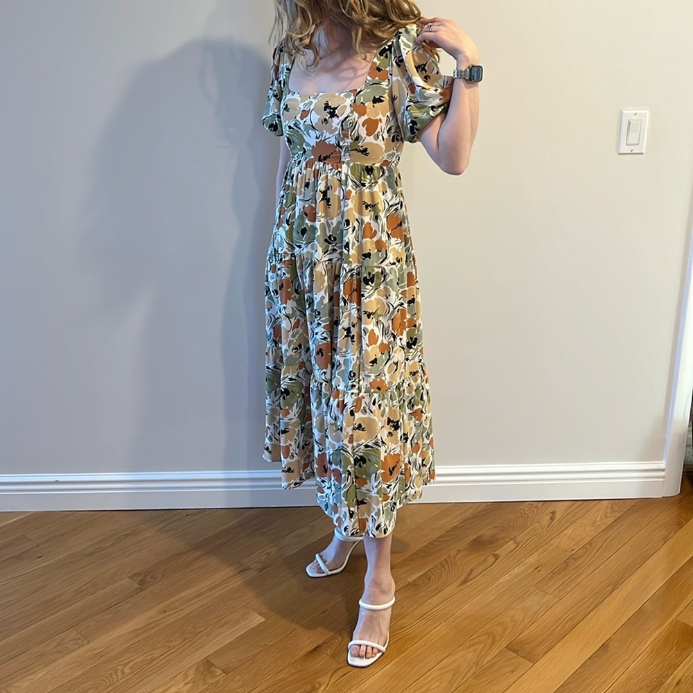 ASTR the Label Womens Short Sleeve Floral Midi Dress